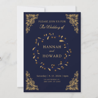 Invitation  parties scintillant d'or rose confetti chic marin