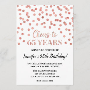 Invitation Parties scintillant d'or rose Confetti encourage à