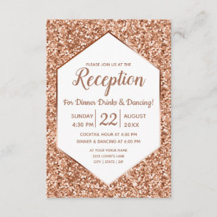 Invitation Parties scintillant d'or rose Confetti Glam Récept