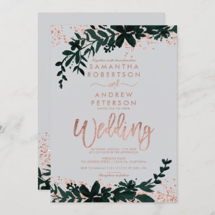 Invitation parties scintillant d'or Rose confetti mariage gri