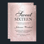 Invitation parties scintillant d'or rose confetti métallique<br><div class="desc">Invitation vos amis et votre famille à votre Sweet 16 avec cette élégante typographie moderne et élégante,  avec un élégant confetti en parties scintillant dorée rose brillant et une parties scintillant en or rose à l'ombre d'un dégradé à la texture métallique or rose et une typographie moderne, </div>