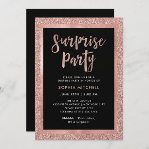 Invitation Parties scintillant d'or Rose de Faux Surprise