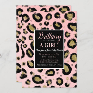 Invitation Parties scintillant d'or rose et Baby shower de lé