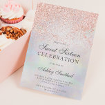 Invitation parties scintillant d'or rose étincelle perle nacr<br><div class="desc">Une douche de parties scintillant en or rose moderne,  assez chic et élégant ombre avec perle nacre irisé holographique Sweet 16 anniversaire invitation fête.</div>