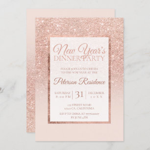 Invitation parties scintillant d'or rose Faux élégant chic No