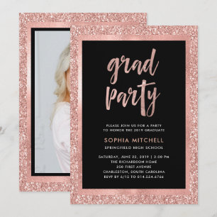 Invitation Parties scintillant d'or Rose Faux   Photo de la f