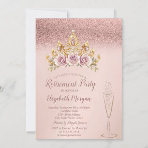 Invitation Parties scintillant d'or rose Floral Tiara Glass r