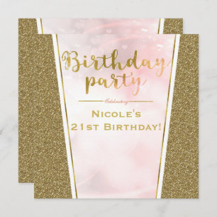 Invitation Parties scintillant d'or rose Glam Sparkle fête d'