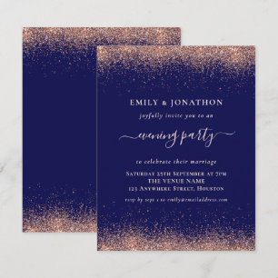 Invitation Parties scintillant d'or rose Mariage de soirée de