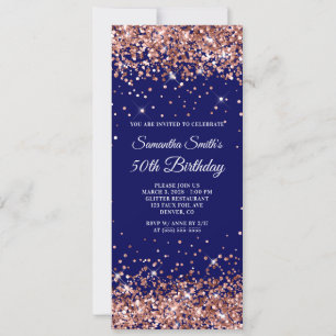 Invitation Parties scintillant d'or rose Marine 50e anniversa