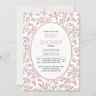 Invitation Parties scintillant d'or rose moderne baby shower