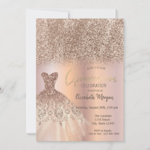 Invitation Parties scintillant d'or rose Ombre Chic robe Quin