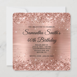 Invitation Parties scintillant d'or rose Ombre Foil 40e anniv