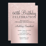 Invitation parties scintillant d'or Rose ombre métallique 60e<br><div class="desc">Une parties scintillant en or rose chic et luxueuse à l'ombre du feutre métallique avec une élégante typographie calligraphique pour une invitation à 60e anniversaire .</div>