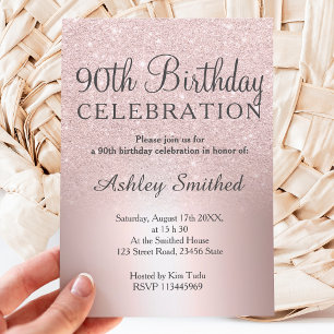 Invitation parties scintillant d'or rose ombre métallique 90e