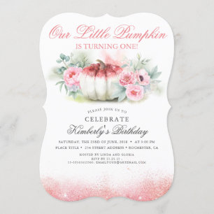 Invitation Parties scintillant d'or Rose petit Citrouille aut