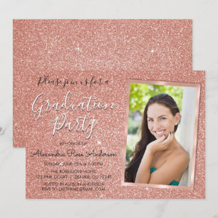 Invitation Parties scintillant d'or rose Rose - Photo