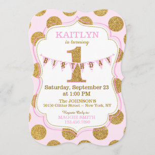 Invitation Parties scintillant d'or rose Sparkle Premier anni