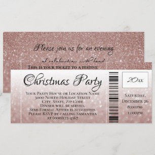 Invitation Parties scintillant d'or rose Ticket de fête de No