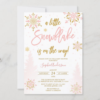 Invitation Parties scintillant d'or rose Un petit Baby shower