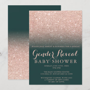 Invitation Parties scintillant d'or rose vert émeraude genre
