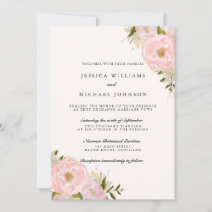 Invitation Parties scintillant d'or rose vif Peony Mariage In
