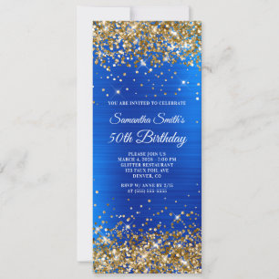Invitation Parties scintillant d'or Royal Blue Foil 50e anniv