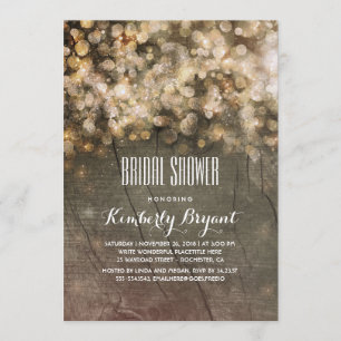 Invitation Parties scintillant d'or rustique illumine Fête de