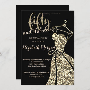 Invitation Parties scintillant d'or SequinsRobe, Black50e fêt