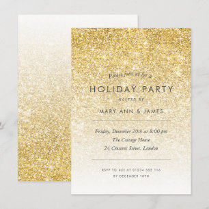 Invitation Parties scintillant d'or simple Fête de vacances