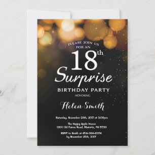 Invitation Parties scintillant d'or Surprise 18e anniversaire