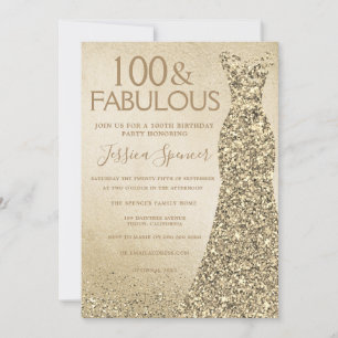 Invitation Parties scintillant d'or tenue femmes 100e fête d'