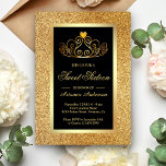 Invitation Parties scintillant d'or Tiara Princess Sweet sixt<br><div class="desc">Invitation vos invités avec cette élégante invitation sweet sixteen avec une belle tiara sur un arrière - plan de parties scintillant en faux or. Ajoutez simplement les détails de votre événement sur ce modèle facile à utiliser pour en faire une invitation unique.</div>