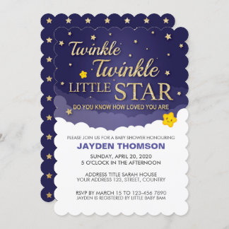 Invitation Parties scintillant d'or Twinkle Baby shower Littl
