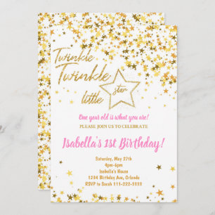Invitation Parties scintillant d'or Twinkle Little Star Anniv