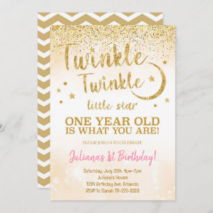 Invitation Parties scintillant d'or Twinkle Little Star Invit
