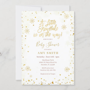 Invitation Parties scintillant d'or Un petit Baby shower de f