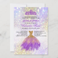 Parties scintillant d'or violet Quinceaneara Party