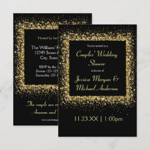 Invitation Parties scintillant d'or - Wedding shower 3x5 Coup