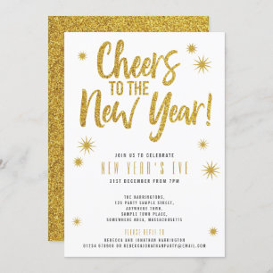 Invitation Parties scintillant d'or White Nouvel An's Eve Par