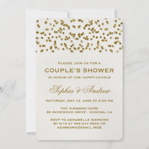 Invitation Parties scintillant dorée Confetti Couple's Shower