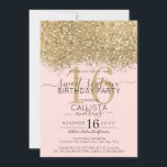 Invitation Parties scintillant dorée moderne de luxe rose Con<br><div class="desc">L'invitation élégante, glamour et moderne à la fête d'anniversaire de sweet sixteen est parfaite pour la jeune adolescente contemporaine et élégante. Il présente un confetti de couleur pointillée en parties scintillant dorée imitant sur un arrière - plan rose pâle simple avec un grand numéro "16" dans un ton or assorti....</div>