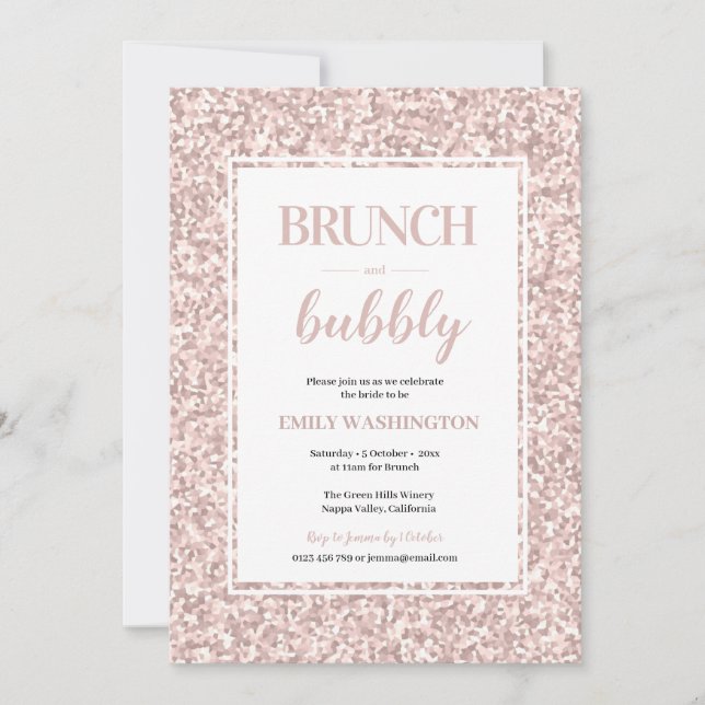 Invitation Parties scintillant Douche nuptiale Brunch & Bubbl (Devant)