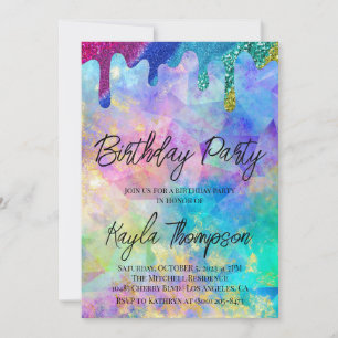Invitation Parties scintillant Drift Arc-en-ciel Anniversaire
