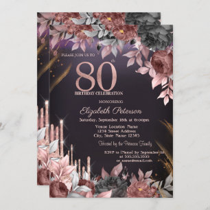 Invitation Parties scintillant Drips Floral Dark Purple 80e a