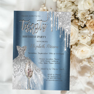 Invitation Parties scintillant Drips, Robe Vin Verre Bleu Mét