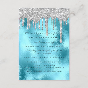 Invitation Parties scintillant Drips Silver Blue Bridal Sweet