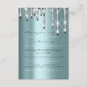 Invitation Parties scintillant Drips Silver Turquoise Bridal 