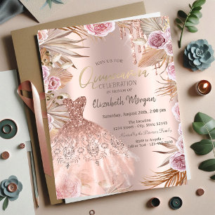 Invitation Parties scintillant Drives Robe Pampas Fleurs Quin