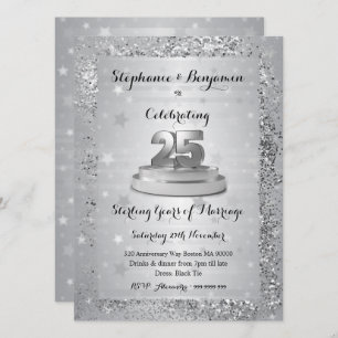 Invitation Parties scintillant du 25e anniversaire de Mariage